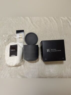 Hotel Collection Matte Black Decorative Candle Jar with Lid and Accessories